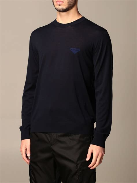 prada virgin wool sweater blue|Virgin wool sweater in blue .